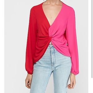 Express Twist Front Color Block Top